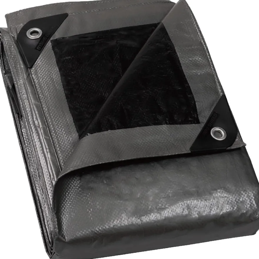 Abdeckplane 2x2m Wasserdicht Grau Schwarz Polyester 120g/m² UV-stabilisiert