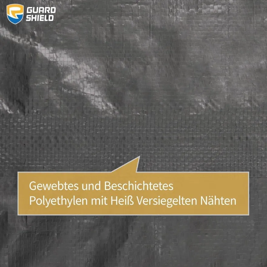 Abdeckplane 2x2m Wasserdicht Grau Schwarz Polyester 120g/m² UV-stabilisiert