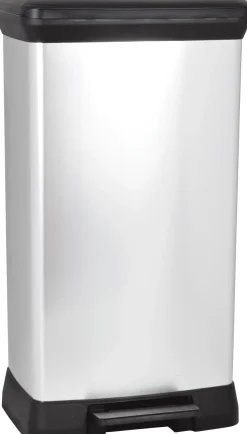 Abfalleimer Curver® DECO PEDAL BIN, 50 Lit., 39x29x73 cm, schwarz silber