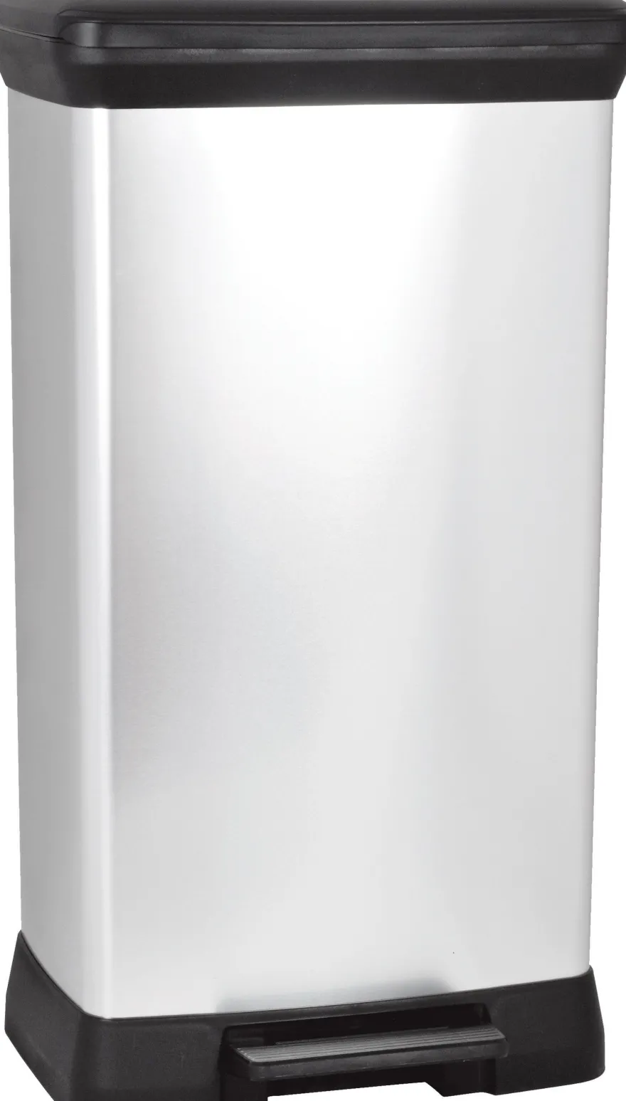 Abfalleimer Curver® DECO PEDAL BIN, 50 Lit., 39x29x73 cm, schwarz silber