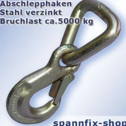 Abschlepphaken mit Triangel Bruchlast ca. 5000 kg Karabinerhaken Auto PKW Haken