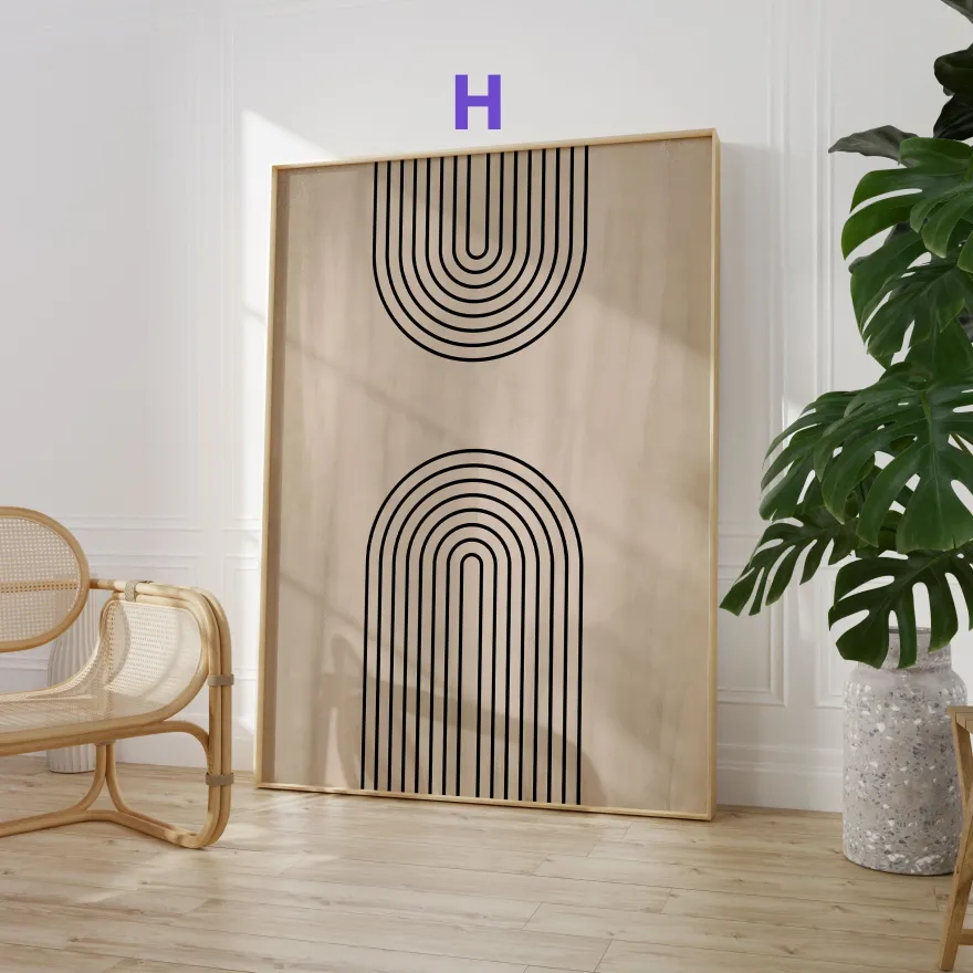 Abstrakte Linien Poster · Geschenkidee · Minimalistische Line Art in Beige un