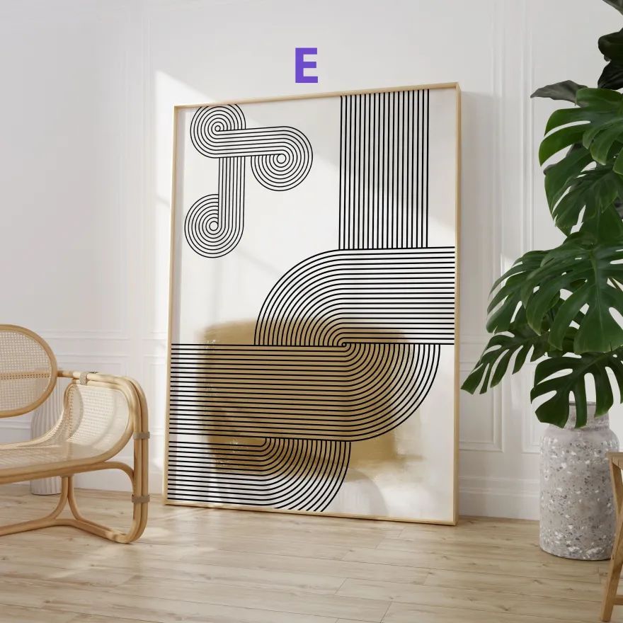 Abstrakte Linien Poster · Geschenkidee · Minimalistische Line Art in Beige un
