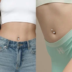 AceFun Bauchnabelpiercing aus massivem Titan, 12mm, Silber - Ideal für frische