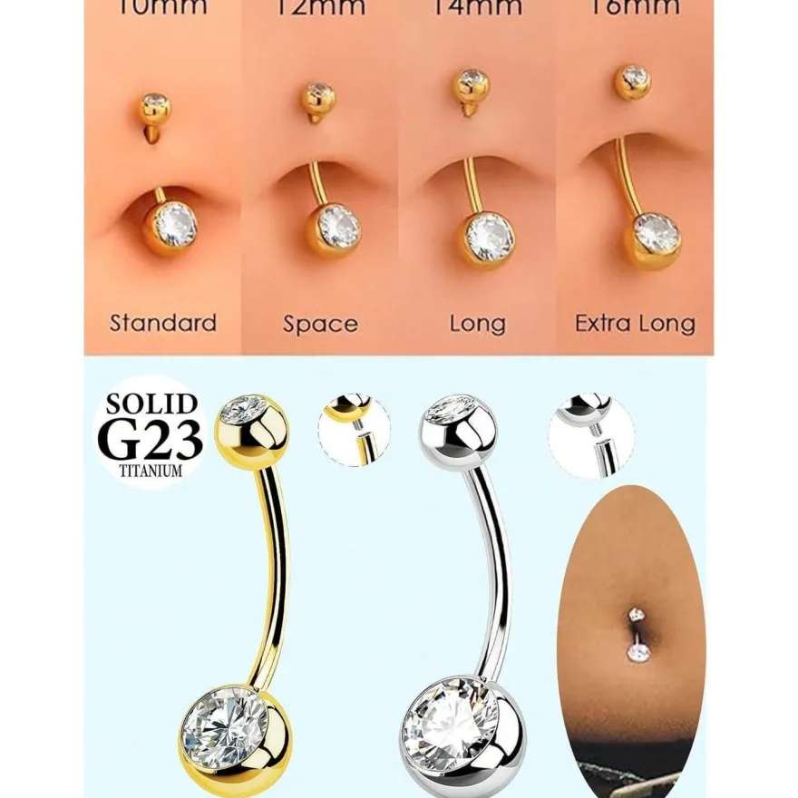 AceFun Bauchnabelpiercing Silber Titan Chirurgenstahl für Frauen 14G, 6-16mm