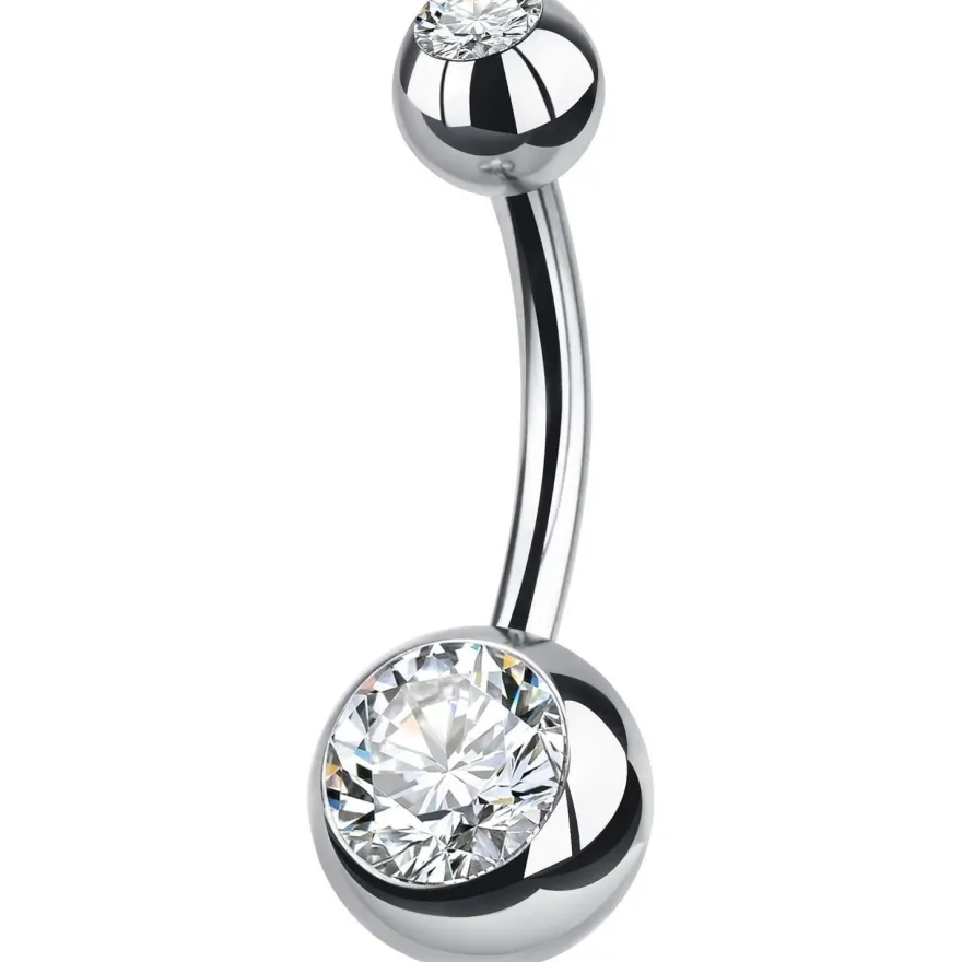 AceFun Bauchnabelpiercing Silber Titan Chirurgenstahl für Frauen 14G, 6-16mm