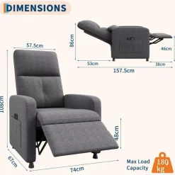 Acekool Elektrischer Relaxsessel mit Massage- und Wärmefunktion, Liegefunktion