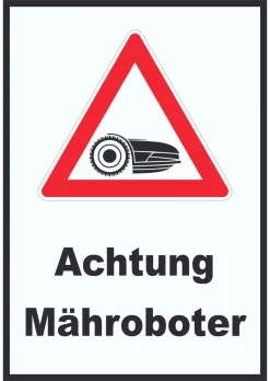 Achtung Mähroboter Aufkleber