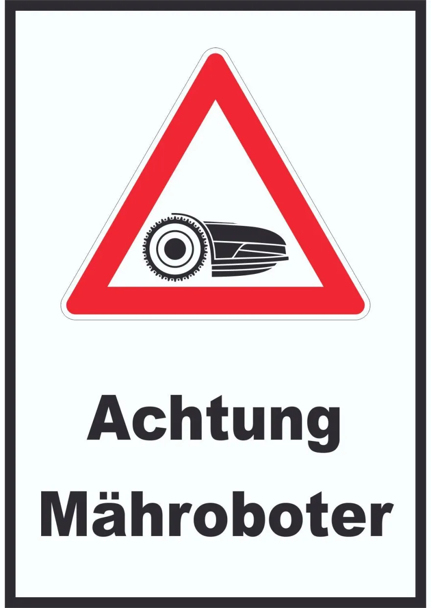Achtung Mähroboter Aufkleber