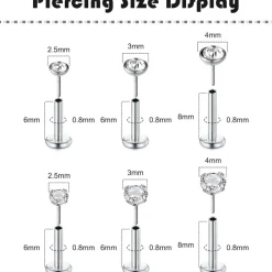 Acryl Lippen Tragus Helix Ohrstecker 16G Stud Piercing Set 7 Stück MODRSA