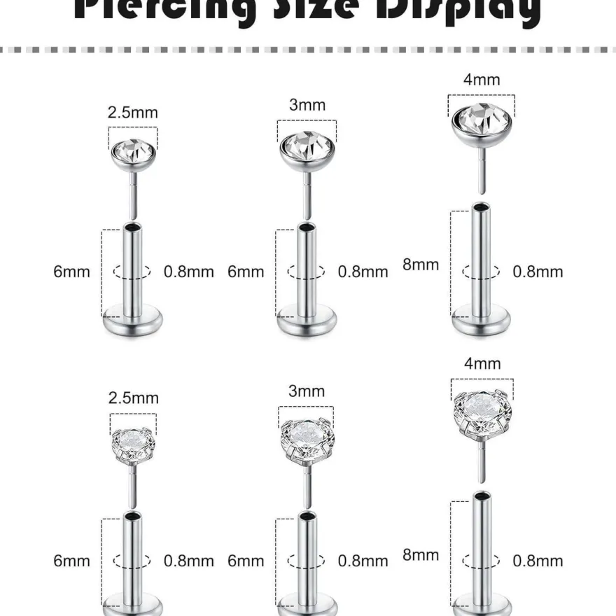 Acryl Lippen Tragus Helix Ohrstecker 16G Stud Piercing Set 7 Stück MODRSA