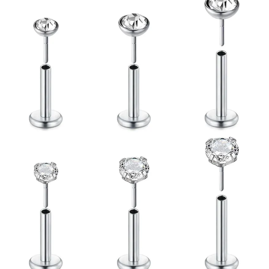 Acryl Lippen Tragus Helix Ohrstecker 16G Stud Piercing Set 7 Stück MODRSA