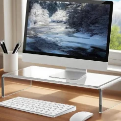 Acryl Monitorständer Bildschirmerhöhung für Laptop PC 34x19x10cm