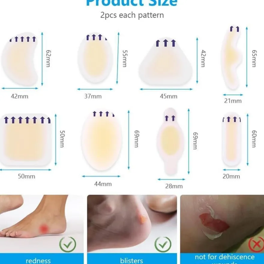 ACWOO Blasenpflaster Hydrokolloid Gel Pflaster Wasserdicht für Ferse, Vorfuß