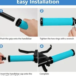Adiwo Fahrradgriffe Ergonomisch Typ D - Blau, Rutschfest, Universal 22,2mm