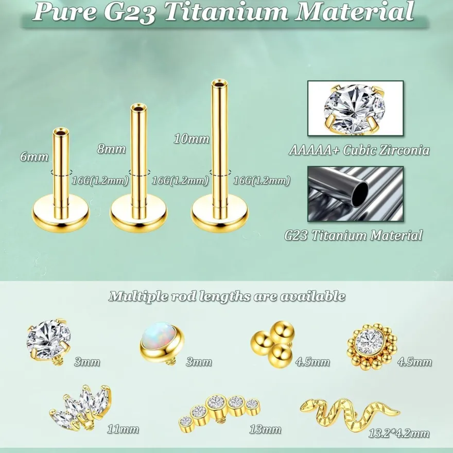 Adramata G23 Titan Helix Tragus Labret Lippenpiercing mit Innengewinde