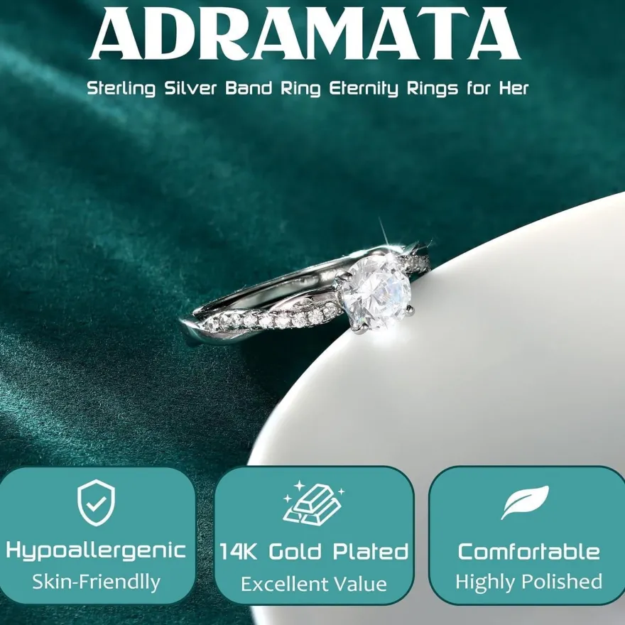 Adramata 925 Sterling Silber Ring Damen Verstellbar Daumenring Verlobungsring