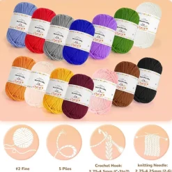 Aeelike Acrylgarn Wolle zum Stricken und Häkeln, 200g (4x50g) Set, 5-Ply