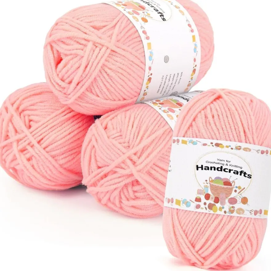 Aeelike Acrylgarn Wolle zum Stricken und Häkeln, 200g (4x50g) Set, 5-Ply