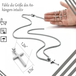 Afstalr Kreuz Kette Herren - Gold/Silber Anhänger, Christentum Schmuck, 60cm