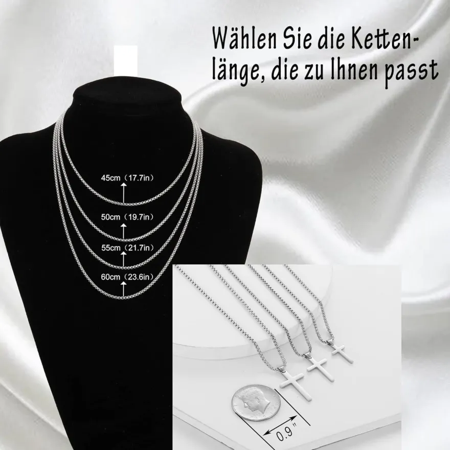 Afstalr Kreuz Kette Herren - Gold/Silber Anhänger, Christentum Schmuck, 60cm