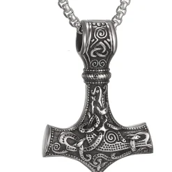 Afstalr Wikinger Thors Hammer Halskette Mjolnir aus Edelstahl - Nordische