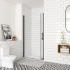 AICA 120 x 195cm Schwarz Drehfalttür Nischentür 6mm NANO GLAS