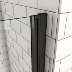 AICA 120 x 195cm Schwarz Drehfalttür Nischentür 6mm NANO GLAS