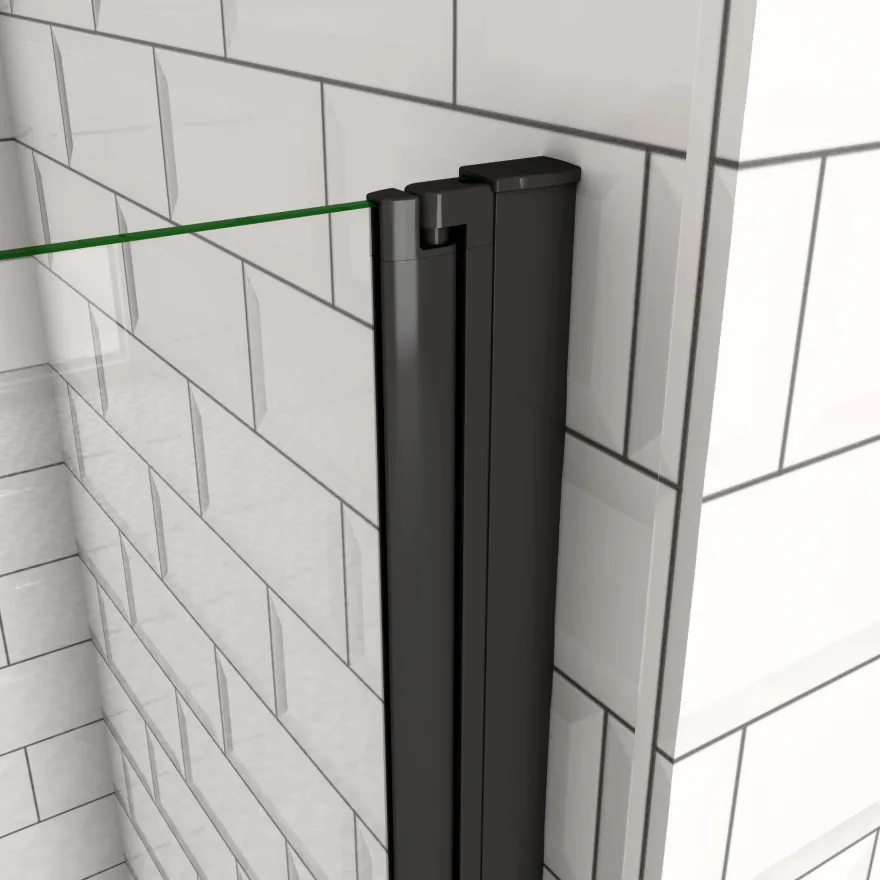 AICA 120 x 195cm Schwarz Drehfalttür Nischentür 6mm NANO GLAS