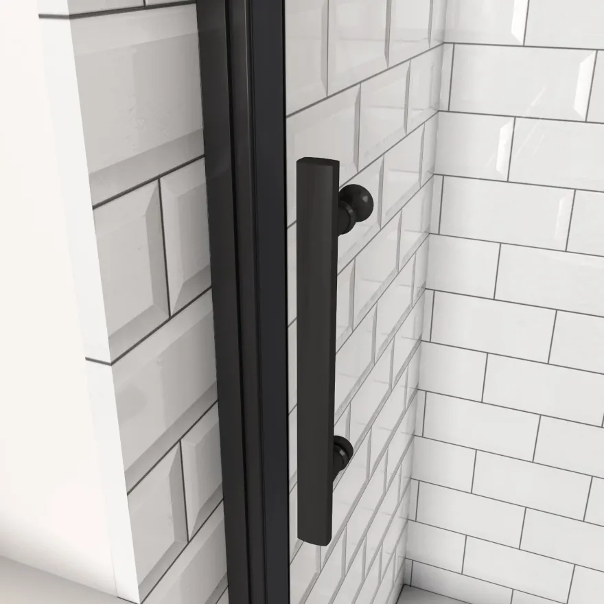 AICA 120 x 195cm Schwarz Drehfalttür Nischentür 6mm NANO GLAS