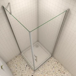 AICA 100x90cm x H.195cm Drehtür & Seitenwand Duschkabinen 6mm NANO ESG-Glas