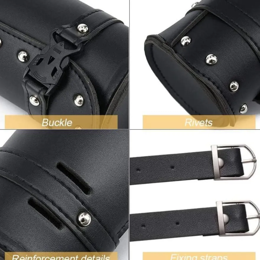 Aieraczy Universelle Motorrad Satteltasche in Lederoptik, Wasserdicht, Schwarz