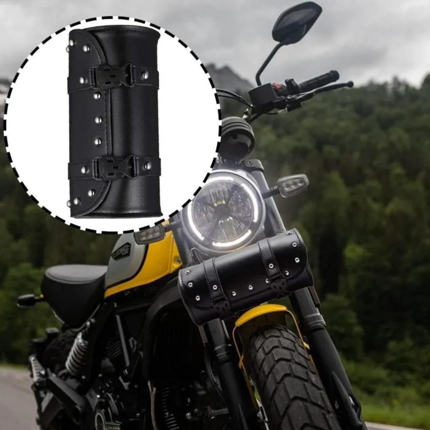 Aieraczy Universelle Motorrad Satteltasche in Lederoptik, Wasserdicht, Schwarz
