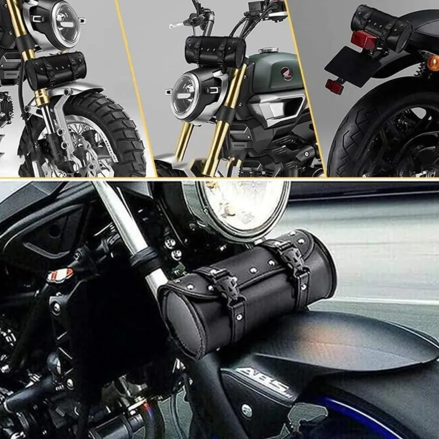 Aieraczy Universelle Motorrad Satteltasche in Lederoptik, Wasserdicht, Schwarz