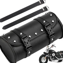 Aieraczy Universelle Motorrad Satteltasche in Lederoptik, Wasserdicht, Schwarz