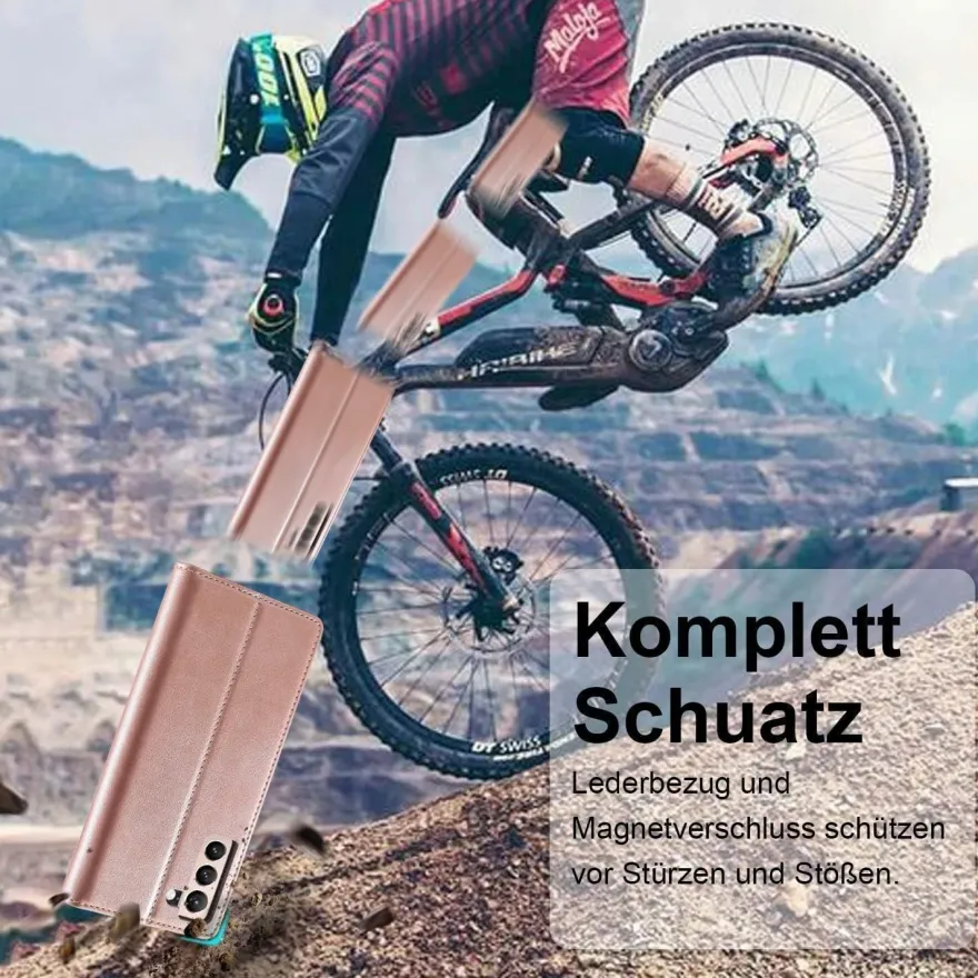 Ailicici Handyhülle für Samsung Galaxy S22 5G, Klappbar in Lederoptik