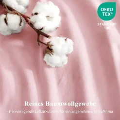Aisbo Bettwäsche 200x200 cm Baumwolle Rosa 3-teilig mit 2 Kissenbezügen 80x80