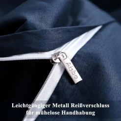 Aisbo Bettwäsche 200x200 cm Baumwolle Blau, 3-teiliges Set mit 2 Kissenbezügen