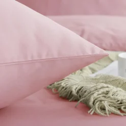 Aisbo Bettwäsche 200x220 cm Baumwolle Rosa 3-teiliges Set mit 2 Kissenbezügen