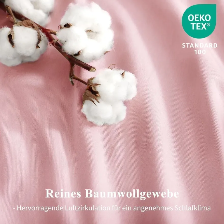 Aisbo Bettwäsche 200x220 cm Baumwolle Rosa 3-teiliges Set mit 2 Kissenbezügen