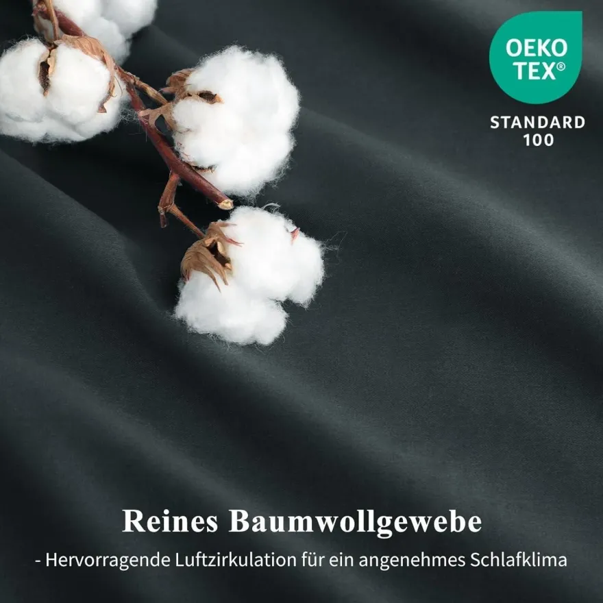 Aisbo Bettwäsche 200x220 cm Baumwolle Grau 3-teiliges Set mit 2 Kissenbezügen