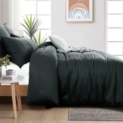 Aisbo Bettwäsche 200x220 cm Baumwolle Grau 3-teiliges Set mit 2 Kissenbezügen