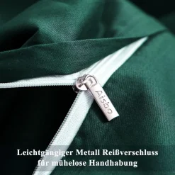 Aisbo Bettwäsche 220x240 cm Baumwolle Dunkelgrün, 3-teiliges Set mit 2