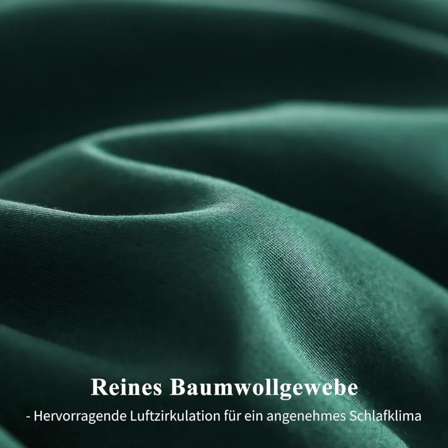 Aisbo Bettwäsche 220x240 cm Baumwolle Dunkelgrün, 3-teiliges Set mit 2