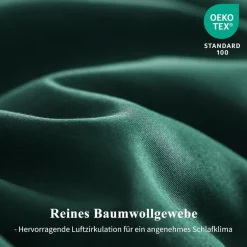 Aisbo Bettwäsche 220x240 cm Baumwolle Dunkelgrün, 3-teiliges Set mit 2