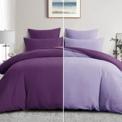 Aisbo Bettwäsche 220x240 cm 3-teilig Lila Lavendel Mikrofaser Wendebettwäsche