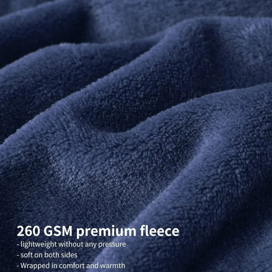 Aisbo Kuscheldecke Blau 220x240 cm XXL - Flauschige, warme Fleecedecke für Sofa