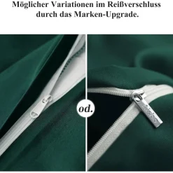 Aisbo Mikrofaser Bettwäsche 220x240 cm 3-teilig Dunkelgrün mit Reißverschluss