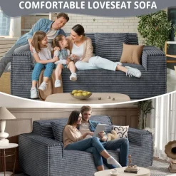 Aivermeil Boneless Couch Cord Sofa mit Schlaffunktion, 2-3 Sitzer, Grau, Keine