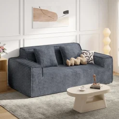 Aivermeil Boneless Couch Cord Sofa mit Schlaffunktion, 2-3 Sitzer, Grau, Keine